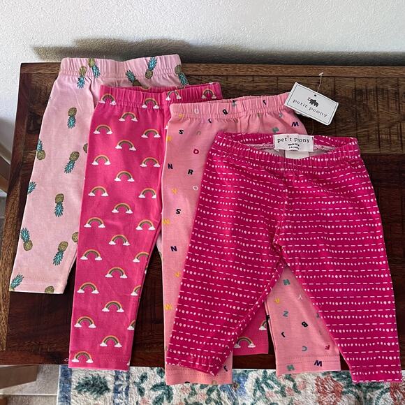 Petit Peony Baby Girl’s Set of 4 Printed Leggings Pineapple Rainbow 3-6M NWT - Picture 1 of 3